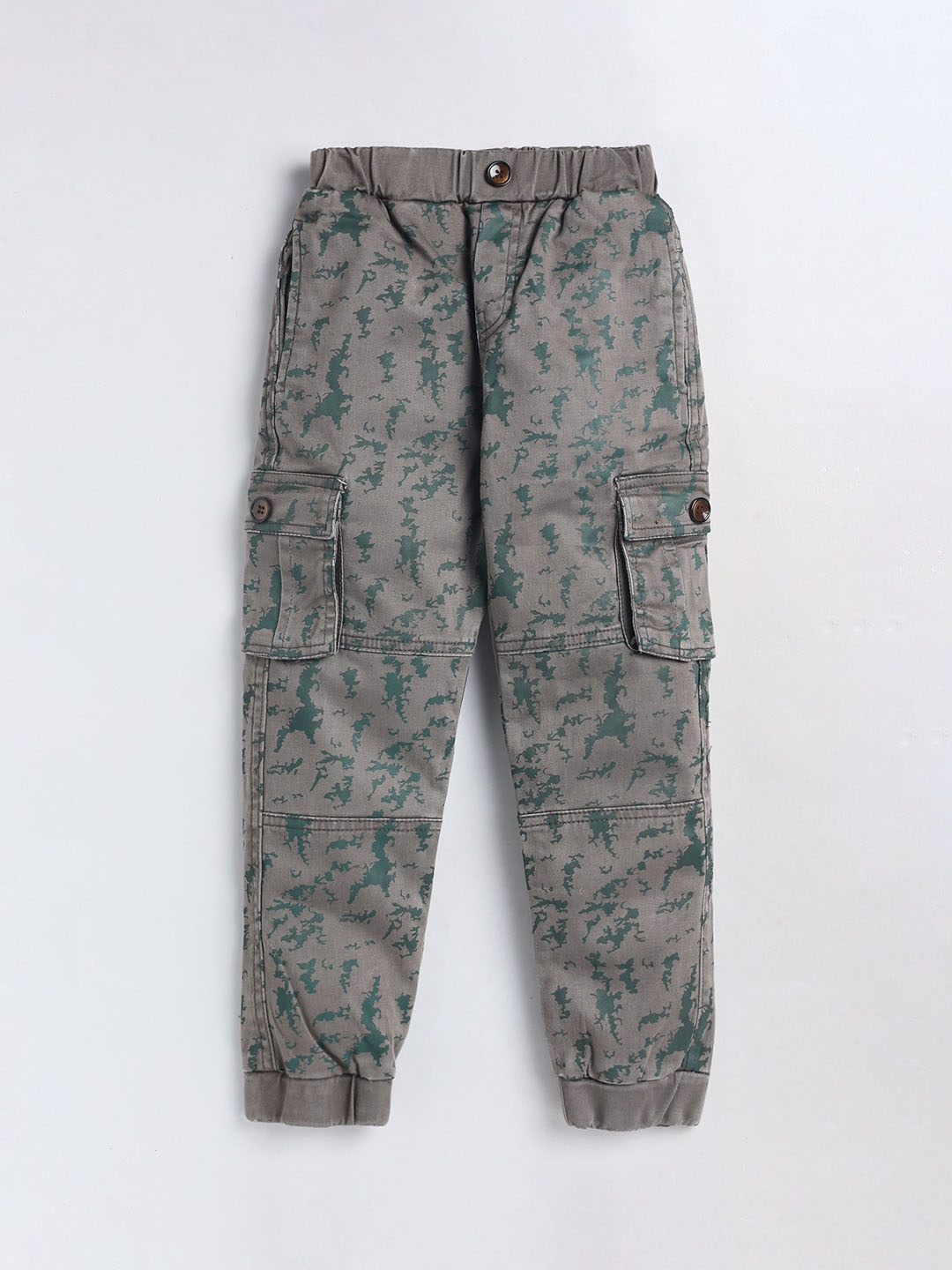 

Olio Kids Infant Boys Mid-Rise Abstract Printed Cotton Joggers, Khaki