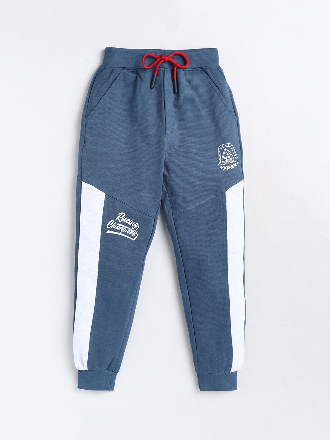 

Olio Kids Infant Boys Mid-Rise Colourblocked Cotton Joggers, Navy blue