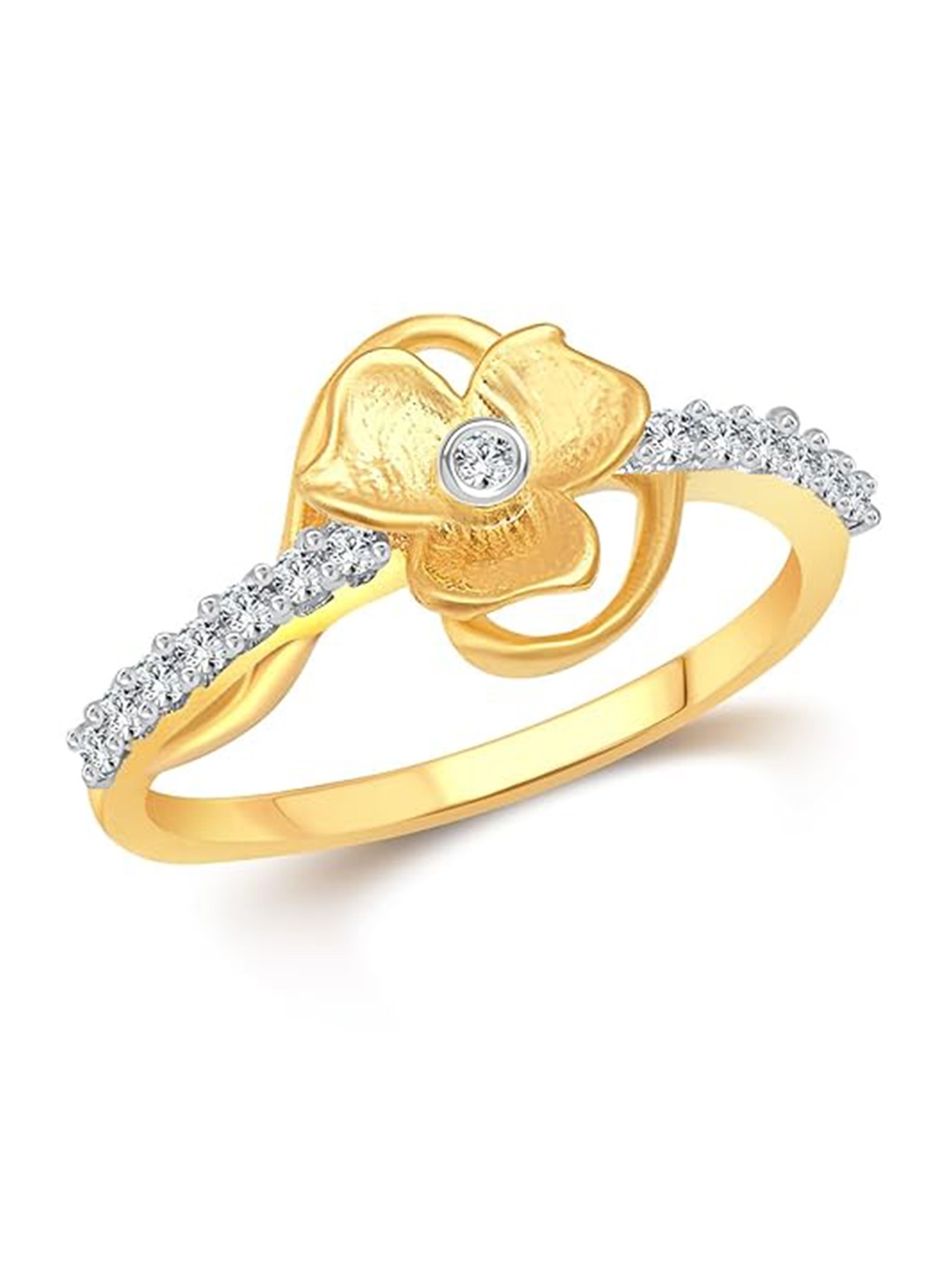 

Vighnaharta Gold-Plated Cubic Zirconia Studded Adjustable Finger Ring