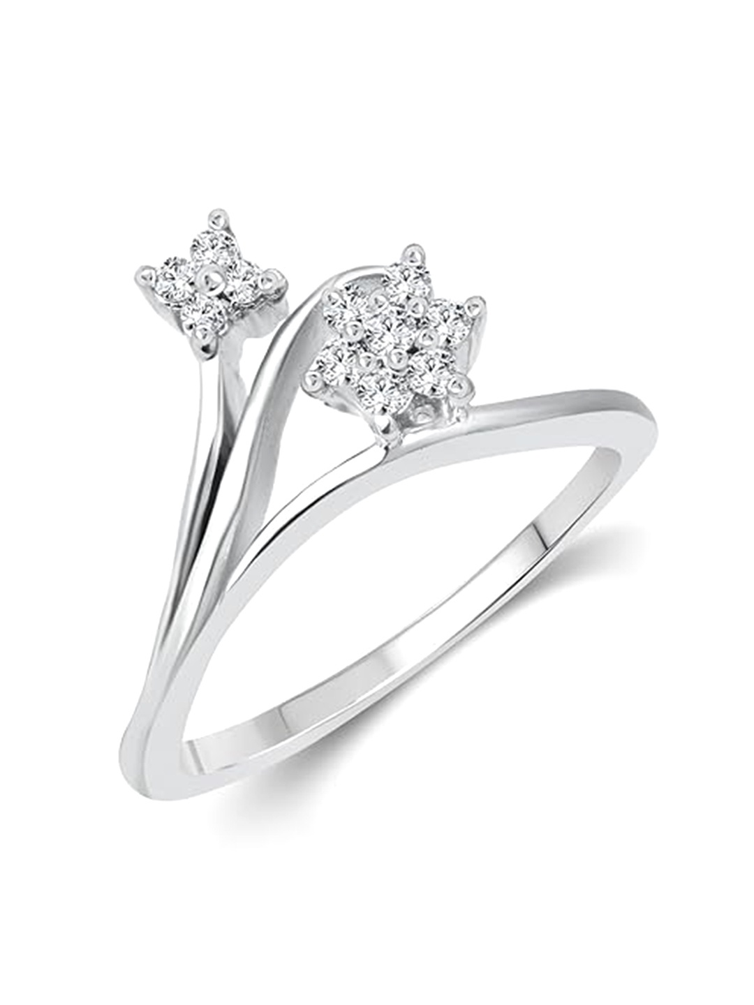 

Vighnaharta Rhodium-Plated CZ Studded Adjustable Finger Ring, Silver