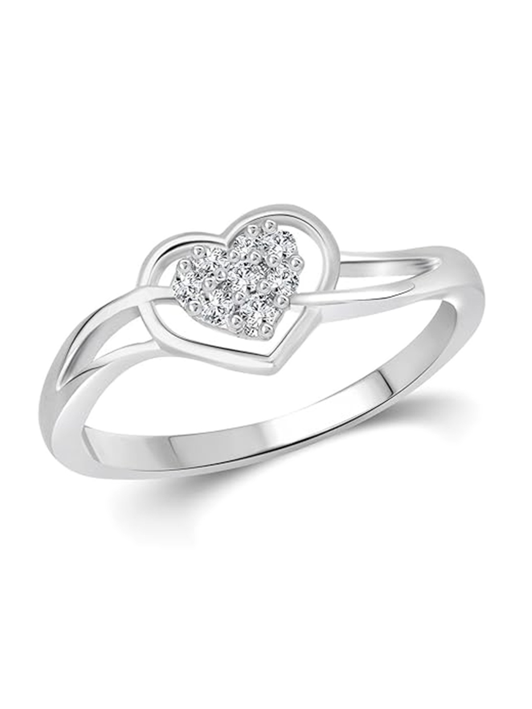 

Vighnaharta Rhodium-Plated CZ Studded Finger Ring, Silver