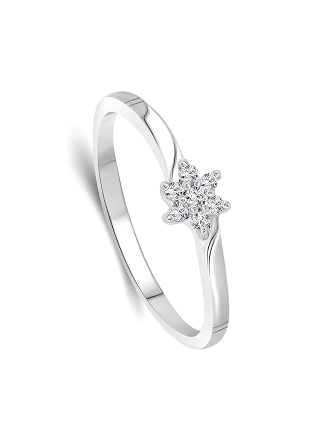 

Vighnaharta Rhodium-Plated CZ Studded Finger Ring, Silver