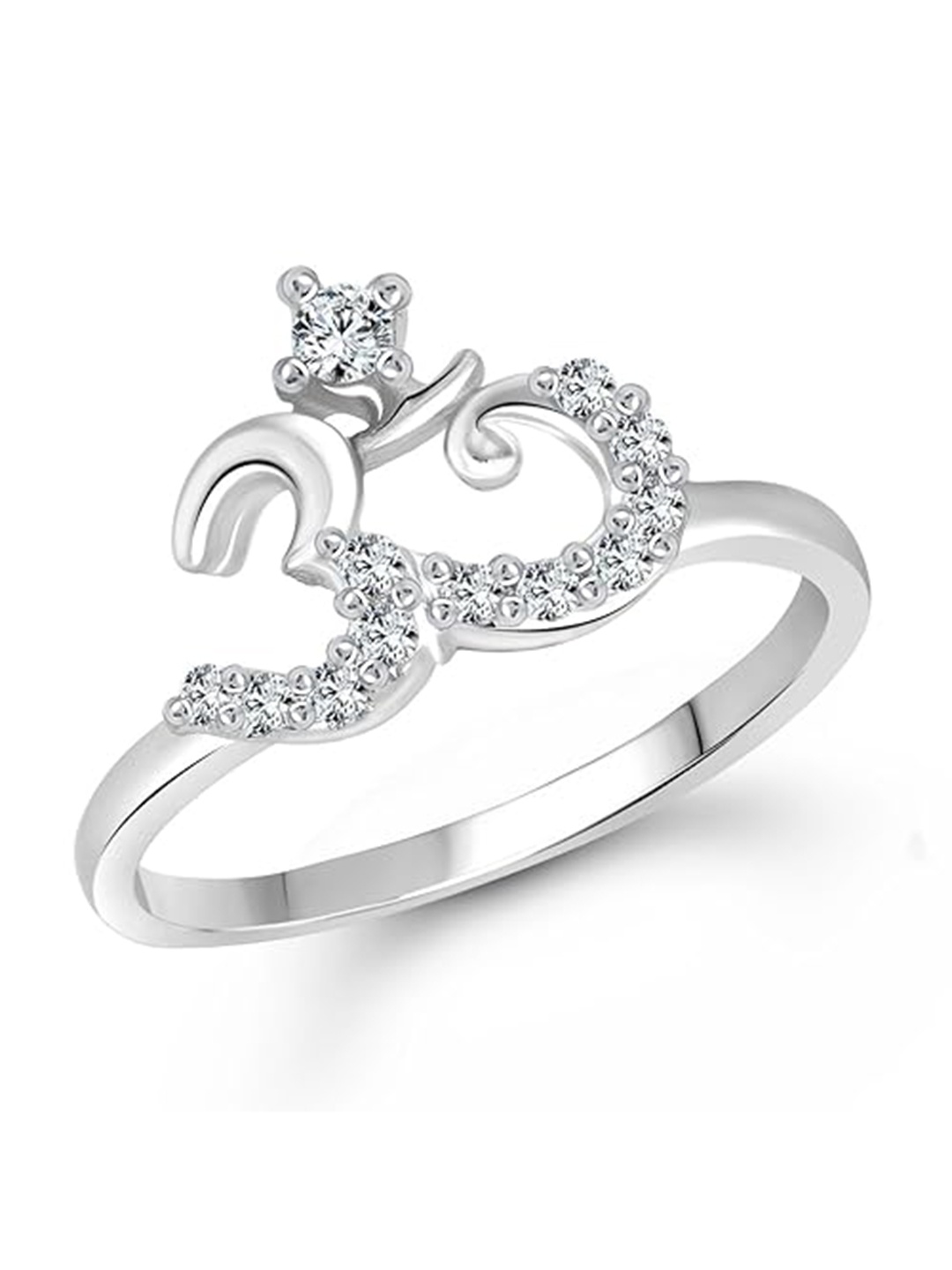 

Vighnaharta Rhodium-Plated Cubic Zirconia Studded Adjustable Finger Ring, Silver