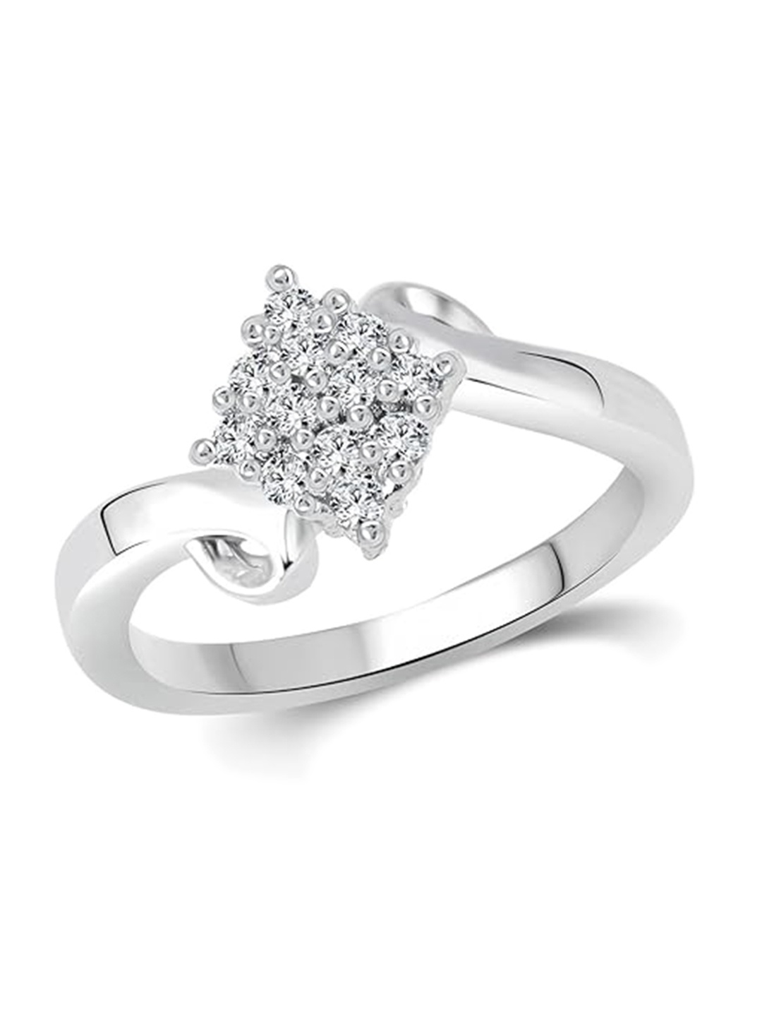 

Vighnaharta Rhodium-Plated Cubic Zirconia Studded Adjustable Finger Ring, Silver