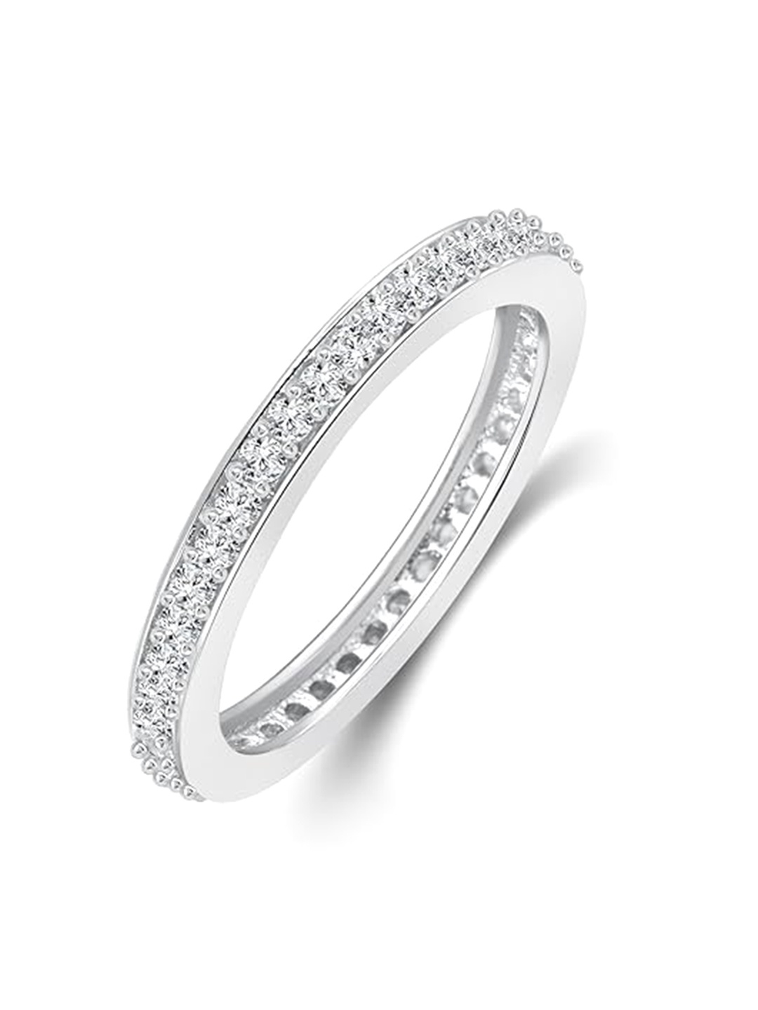 

Vighnaharta Rhodium-Plated CZ Studded Finger Ring, Silver