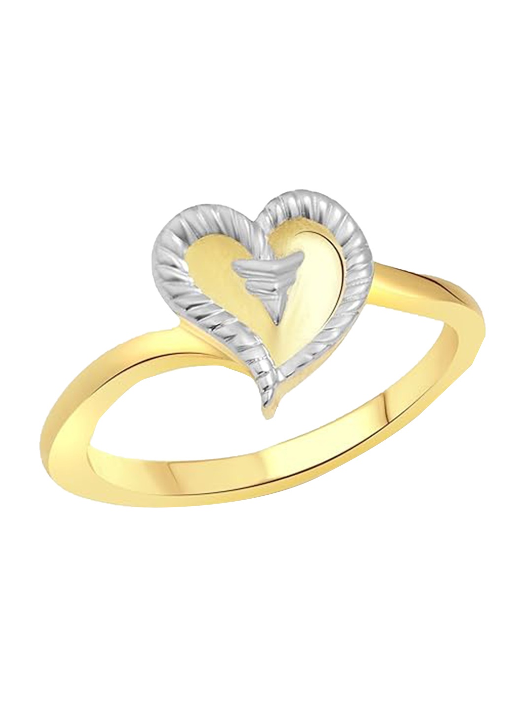 

Vighnaharta Gold-Plated Arrow Heart Adjustable Finger Ring