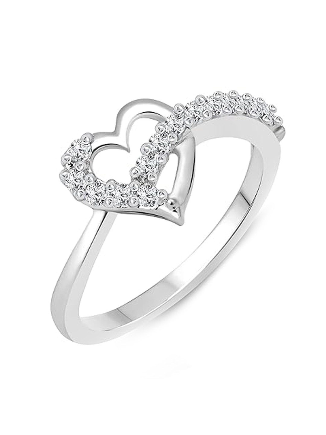 

Vighnaharta Rhodium Plated Cubic Zirconia Studded Adjustable Finger Ring, Silver