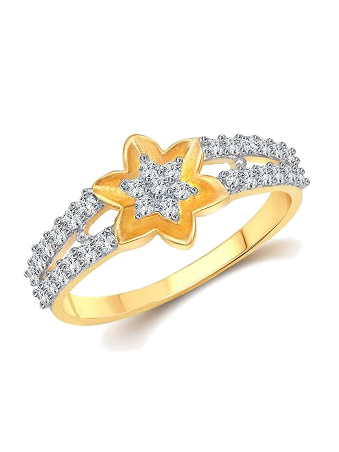 

Vighnaharta Gold-Plated CZ Studded Adjustable Finger Ring