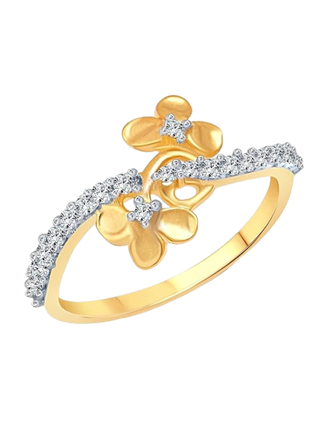 

Vighnaharta Gold-Plated CZ Studded Adjustable Finger Ring