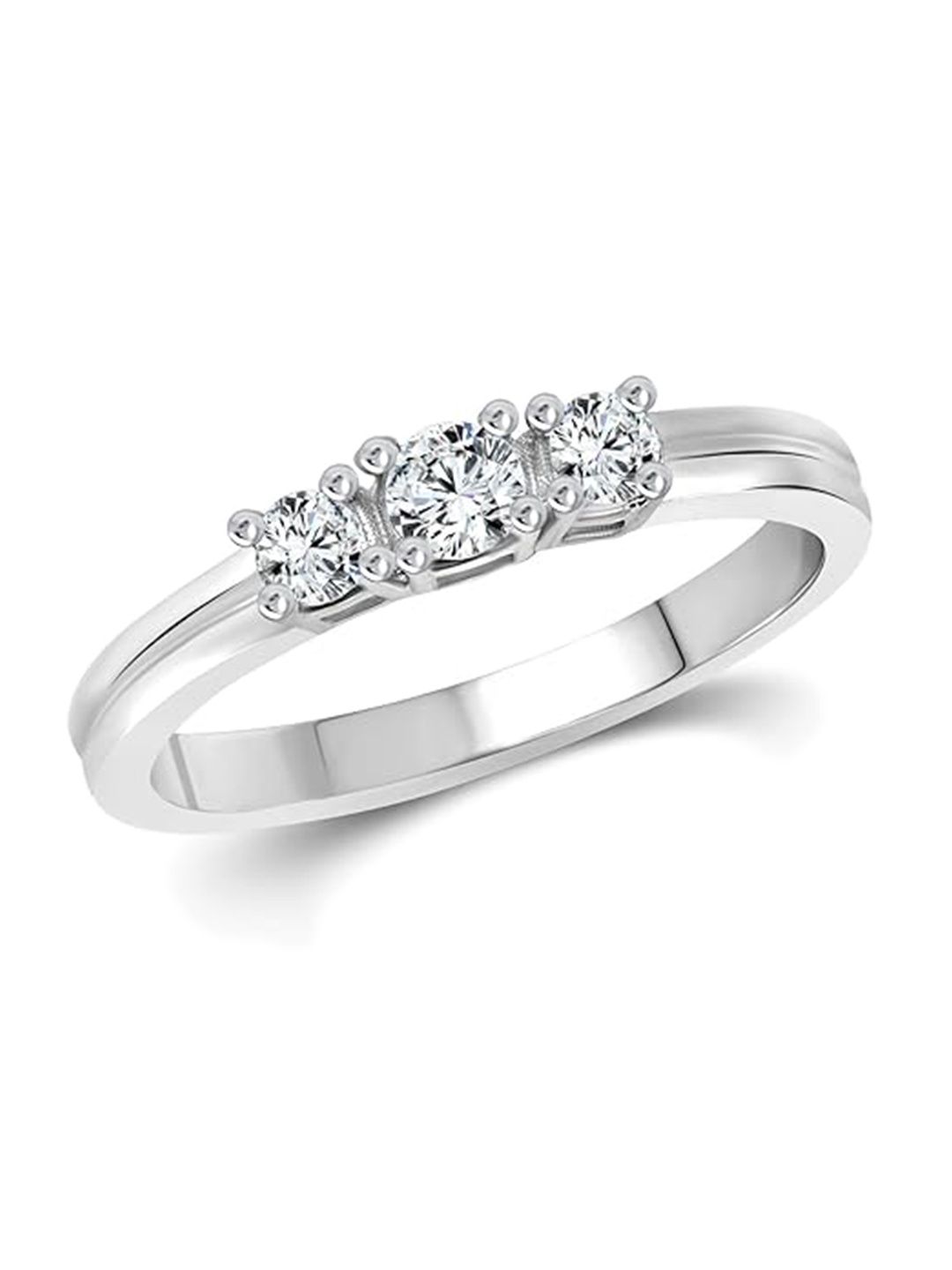 

Vighnaharta Silver & Rhodium-Plated CZ Studded Finger Ring