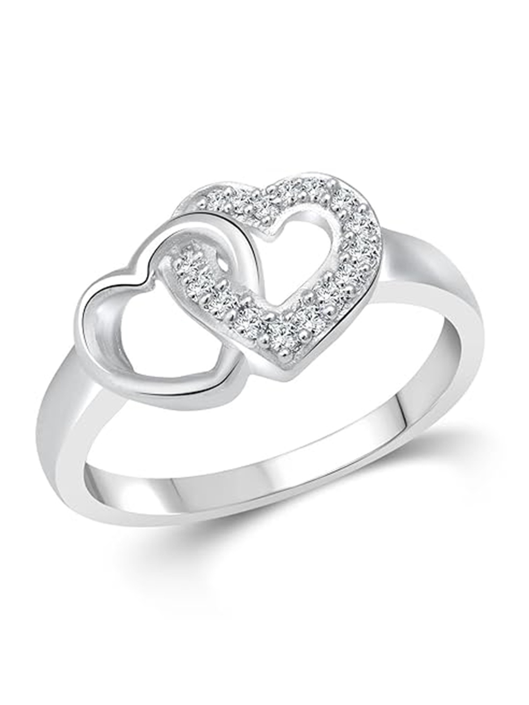 

Vighnaharta Rhodium-Plated CZ Studded Adjustable Finger Ring, Silver