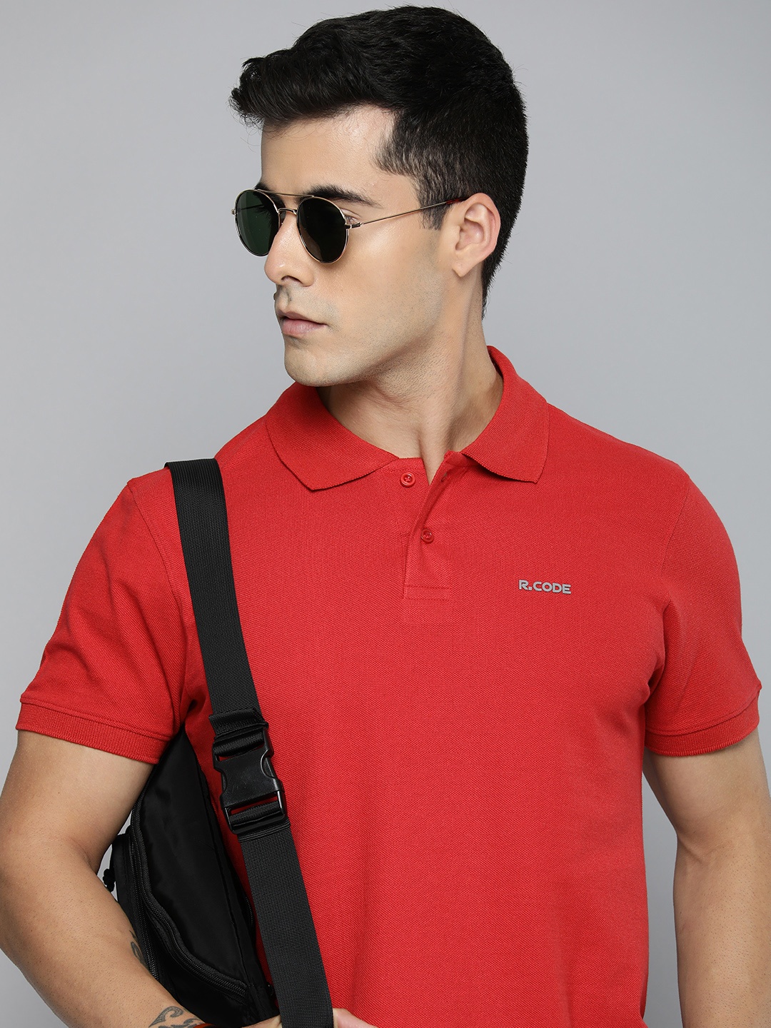 

R.Code by The Roadster Life Co. Men Solid Polo Collar T-shirt, Red