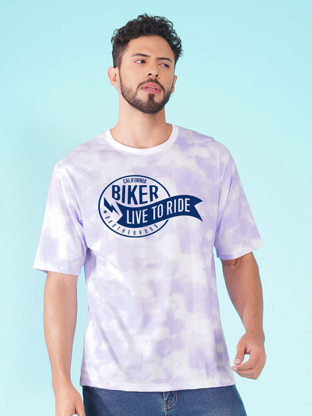 

NUSYL Tie & Dye Drop Shoulder Sleeves Boxy T-Shirt, Purple