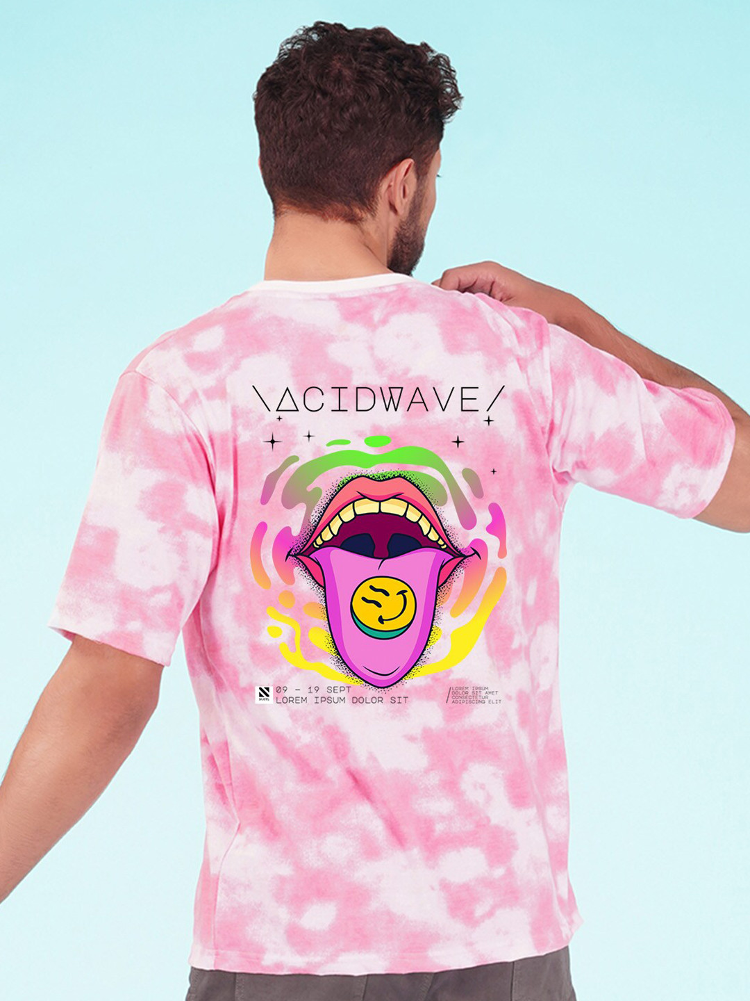 

NUSYL Graphic Printed Tie & Dye T-shirt, Pink