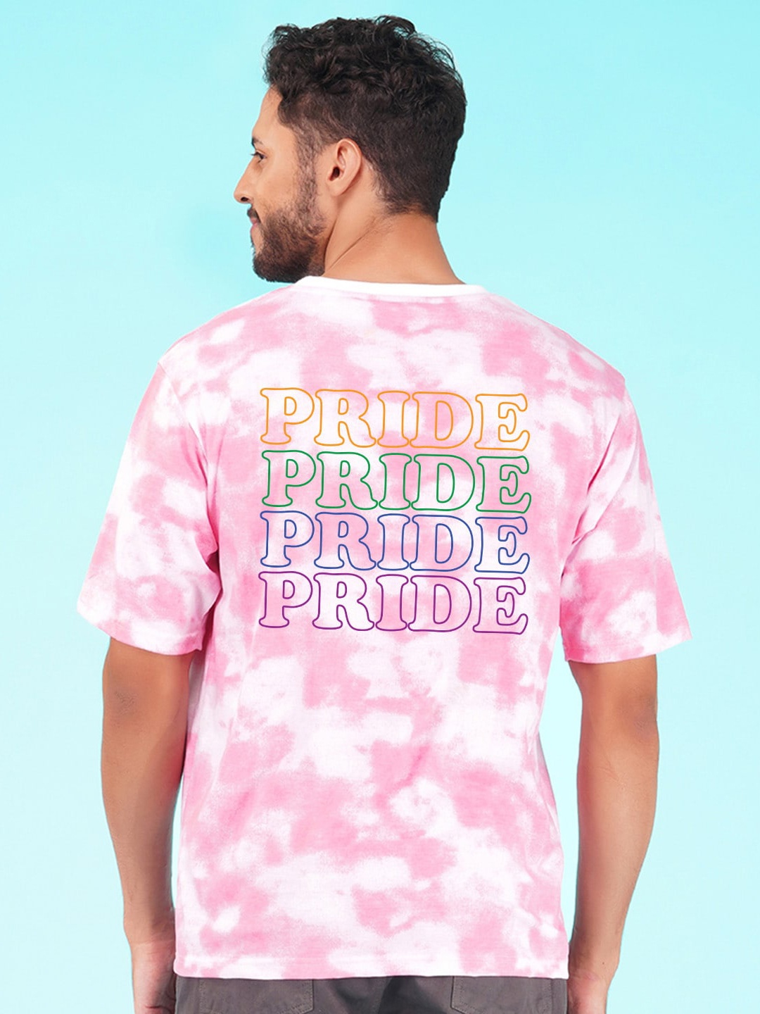 

NUSYL Tie & Dye Round Neck Boxy T-shirt, Pink