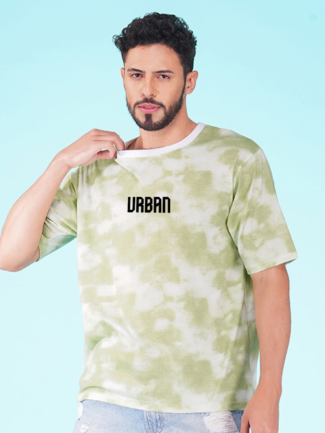 

NUSYL Tie & Dye Drop Shoulder Sleeves Boxy T-Shirt, Green