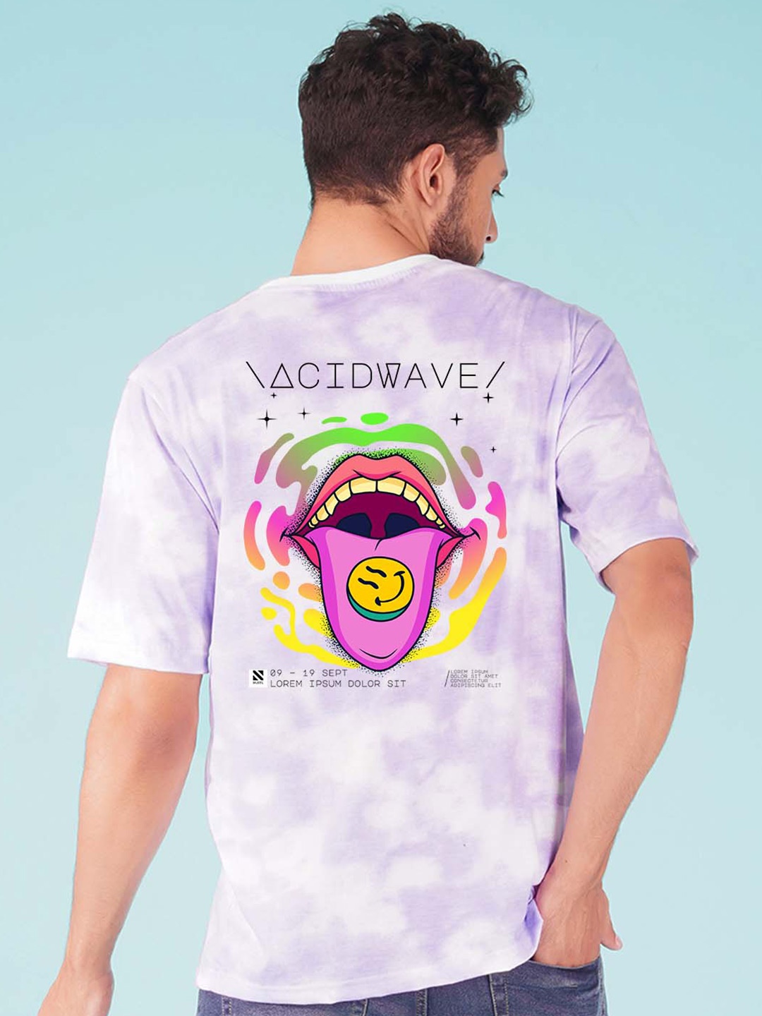 

NUSYL Tie and Dye Dyed Acidwave Printed Oversized T-shirt, Purple