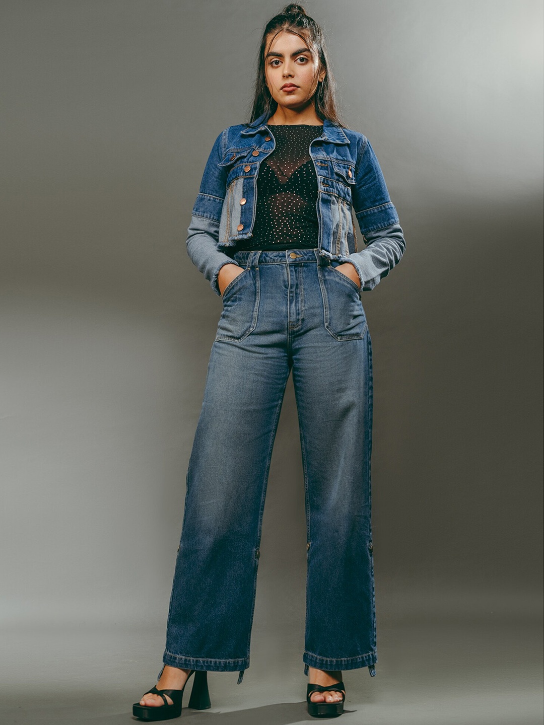 

FREAKINS Women Straight Fit High Rise Clean Look Light Fade Cotton Jeans, Blue
