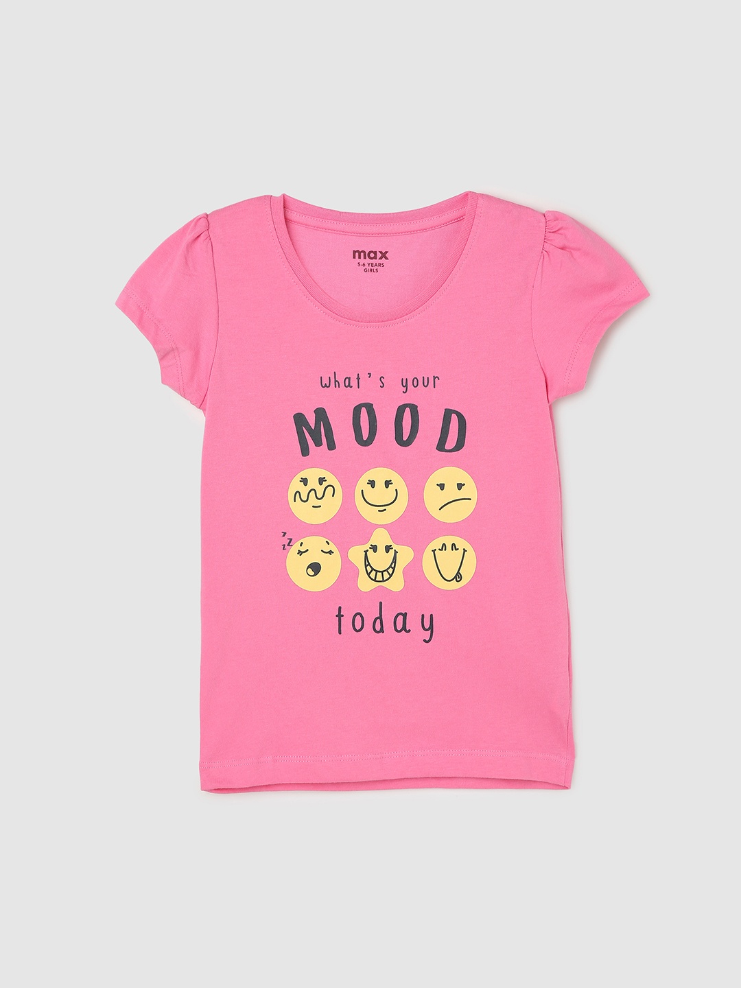 

max Girls Pink Typography Striped Applique T-shirt