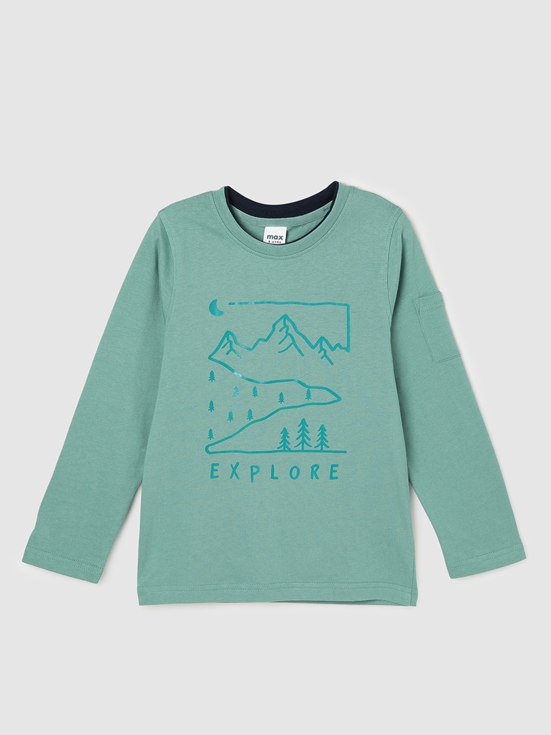 

max Boys Graphic Printed Cotton T-shirt, Green