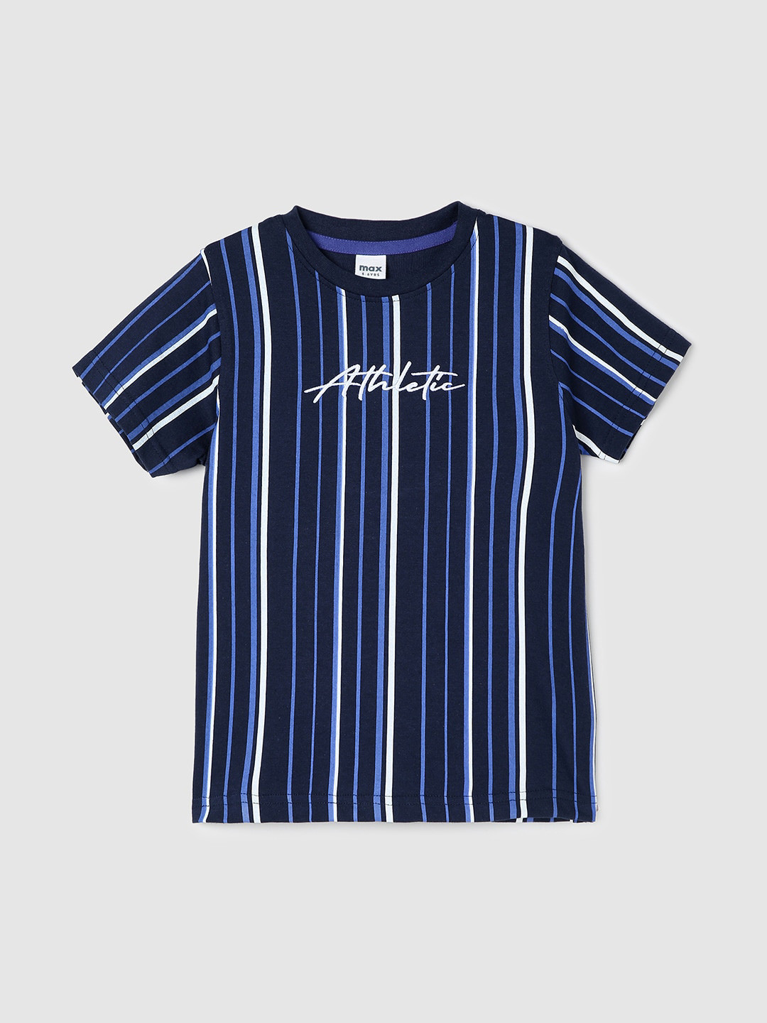 

max Boys Striped Pure Cotton T-shirt, Blue