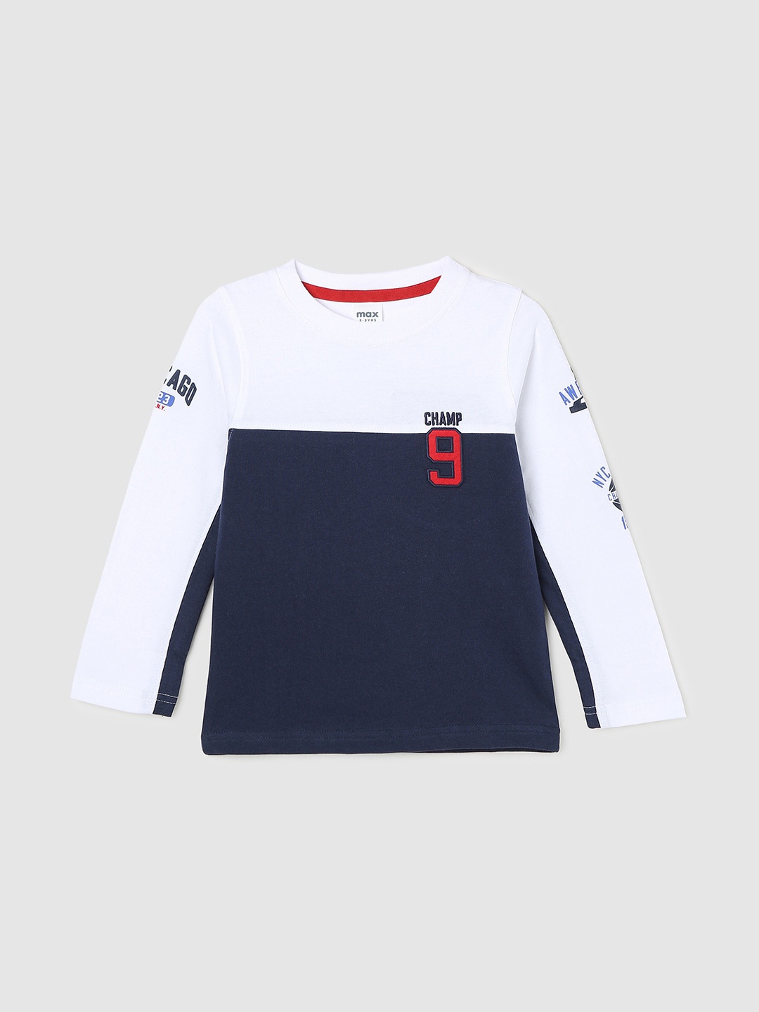

max Boys Colourblocked Pure Cotton T-shirt, White