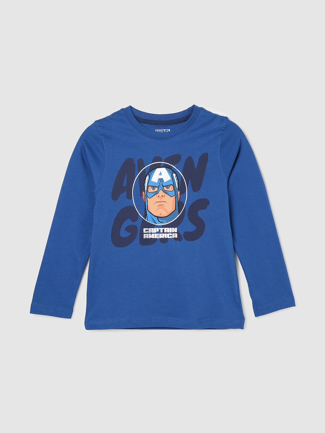 

max Boys Typography Printed Cotton T-shirt, Blue