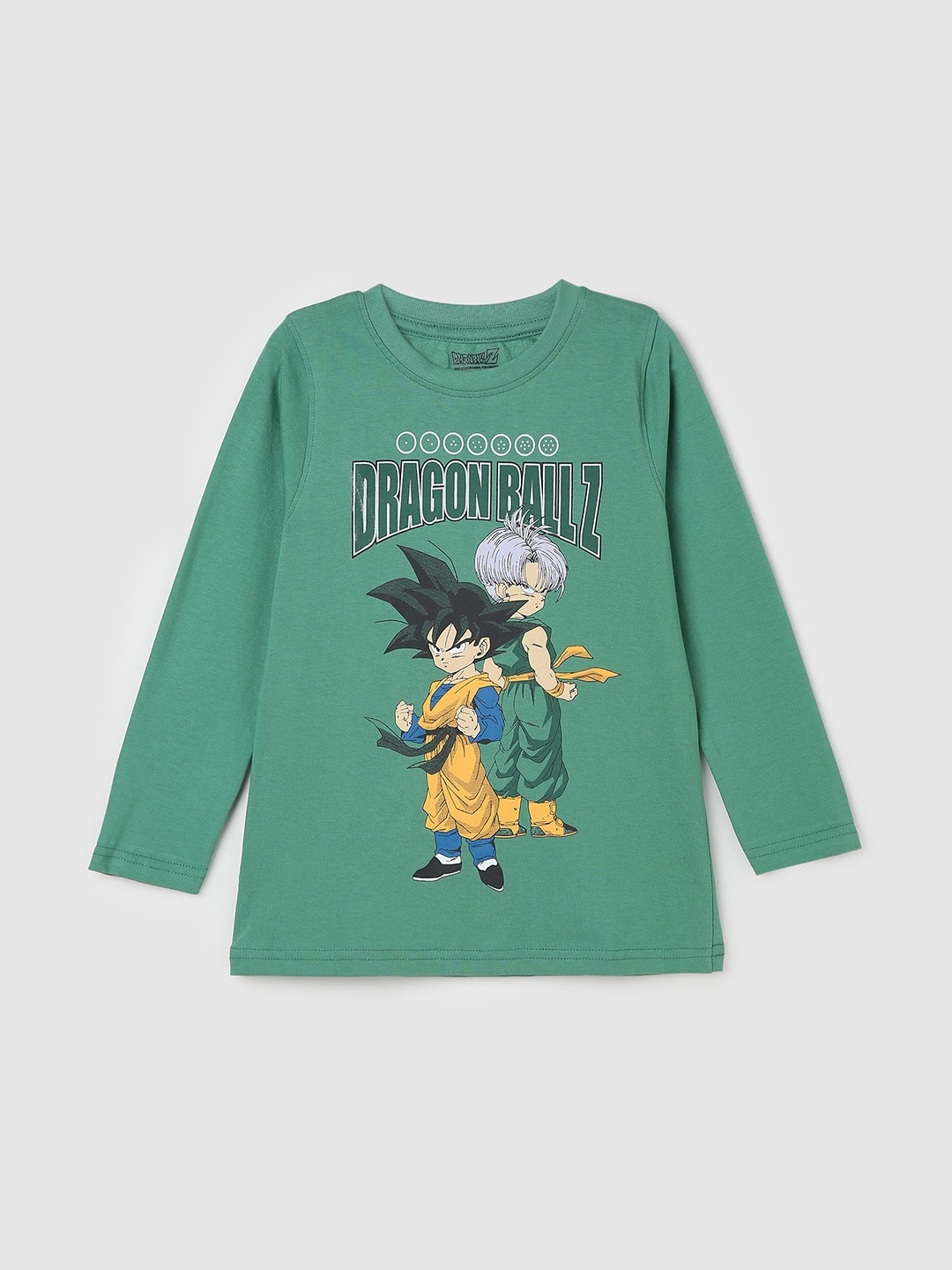 

max Boys Graphic Printed Long Sleeves Pure Cotton T-shirt, Green