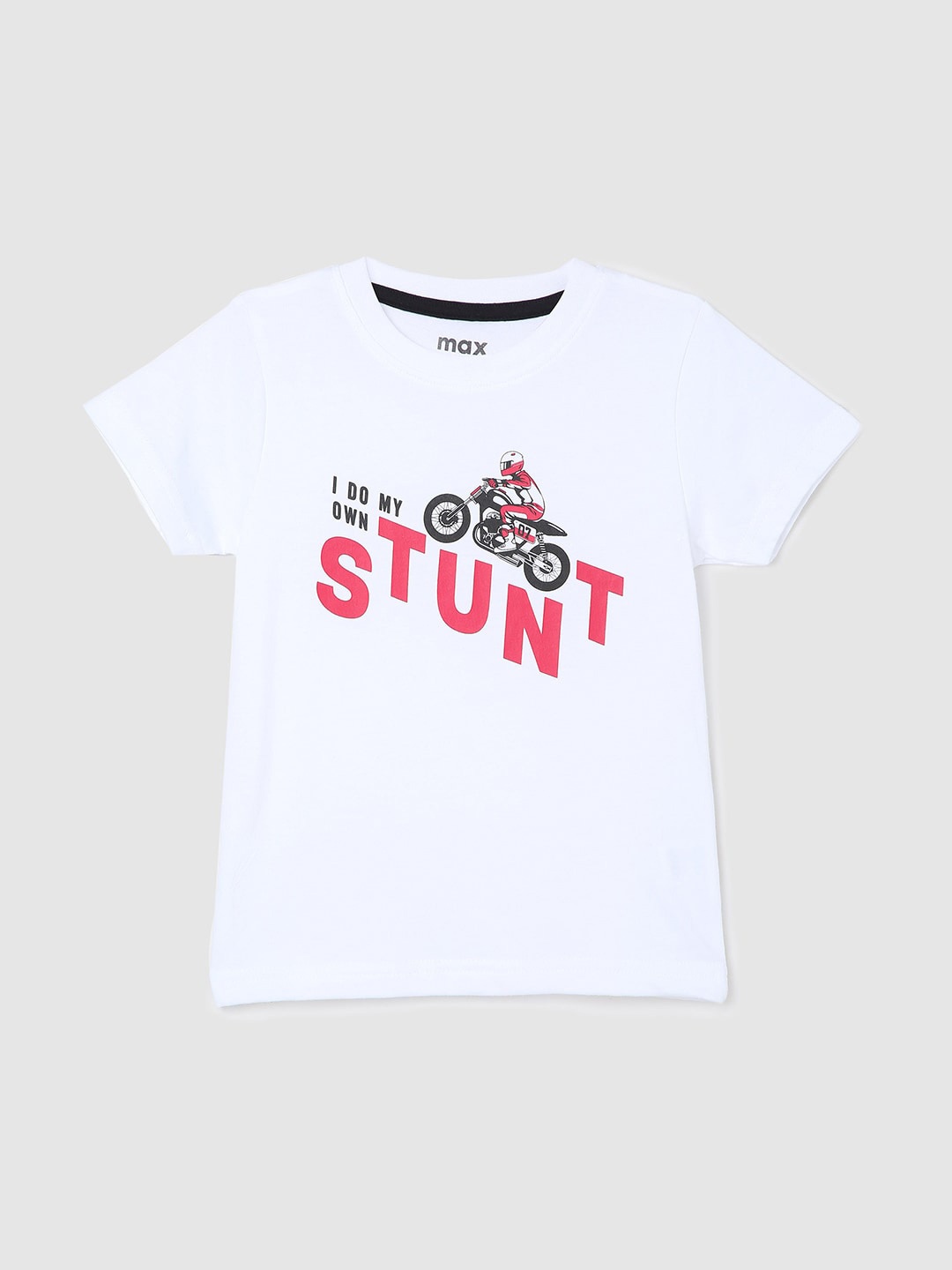 

max Boys Typography Printed Pure Cotton T-shirt, White