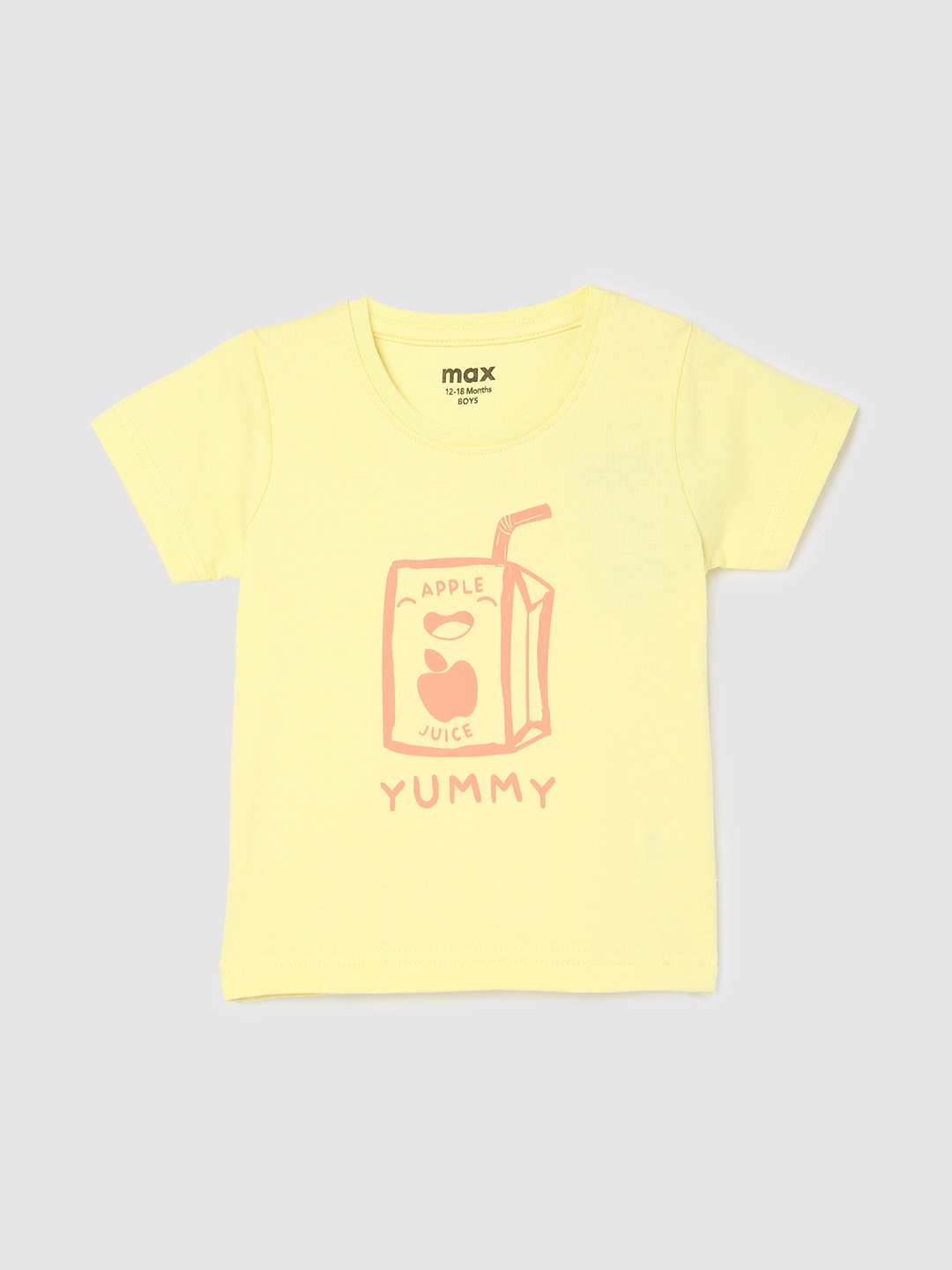 

max Boys Yellow Typography Cut Outs T-shirt