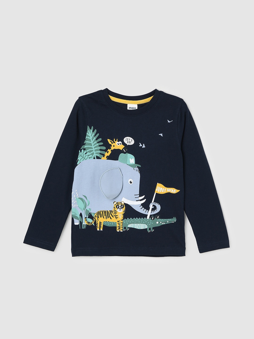 

max Boys Graphic Printed Pure Cotton T-shirt, Navy blue