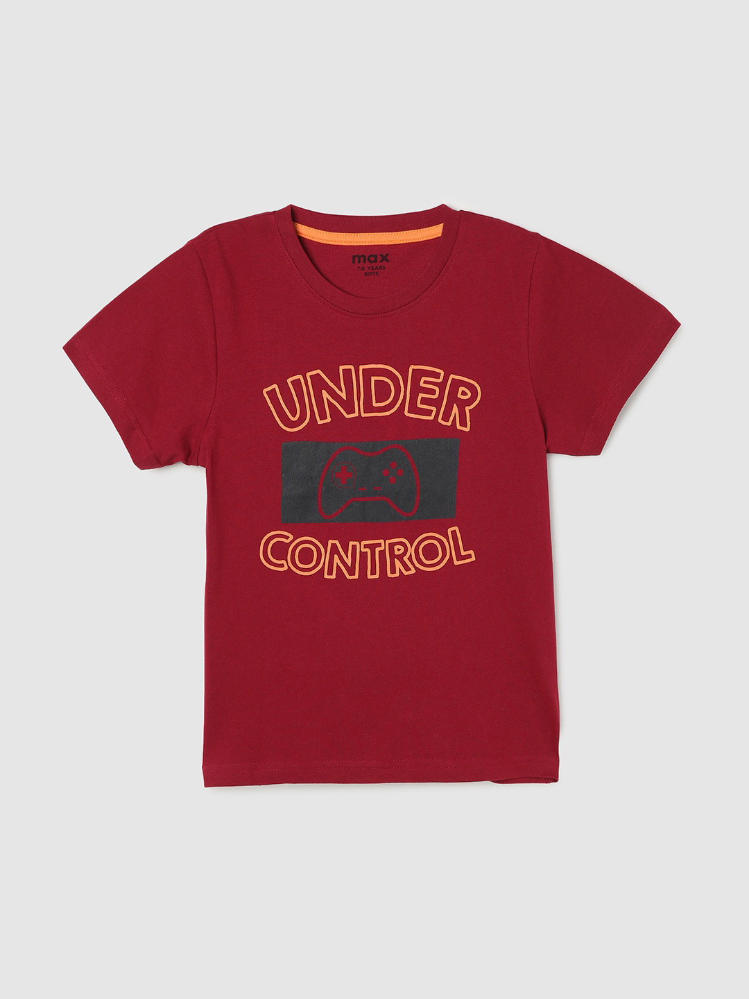 

max Boys Typography Printed Pure Cotton T-shirt, Red