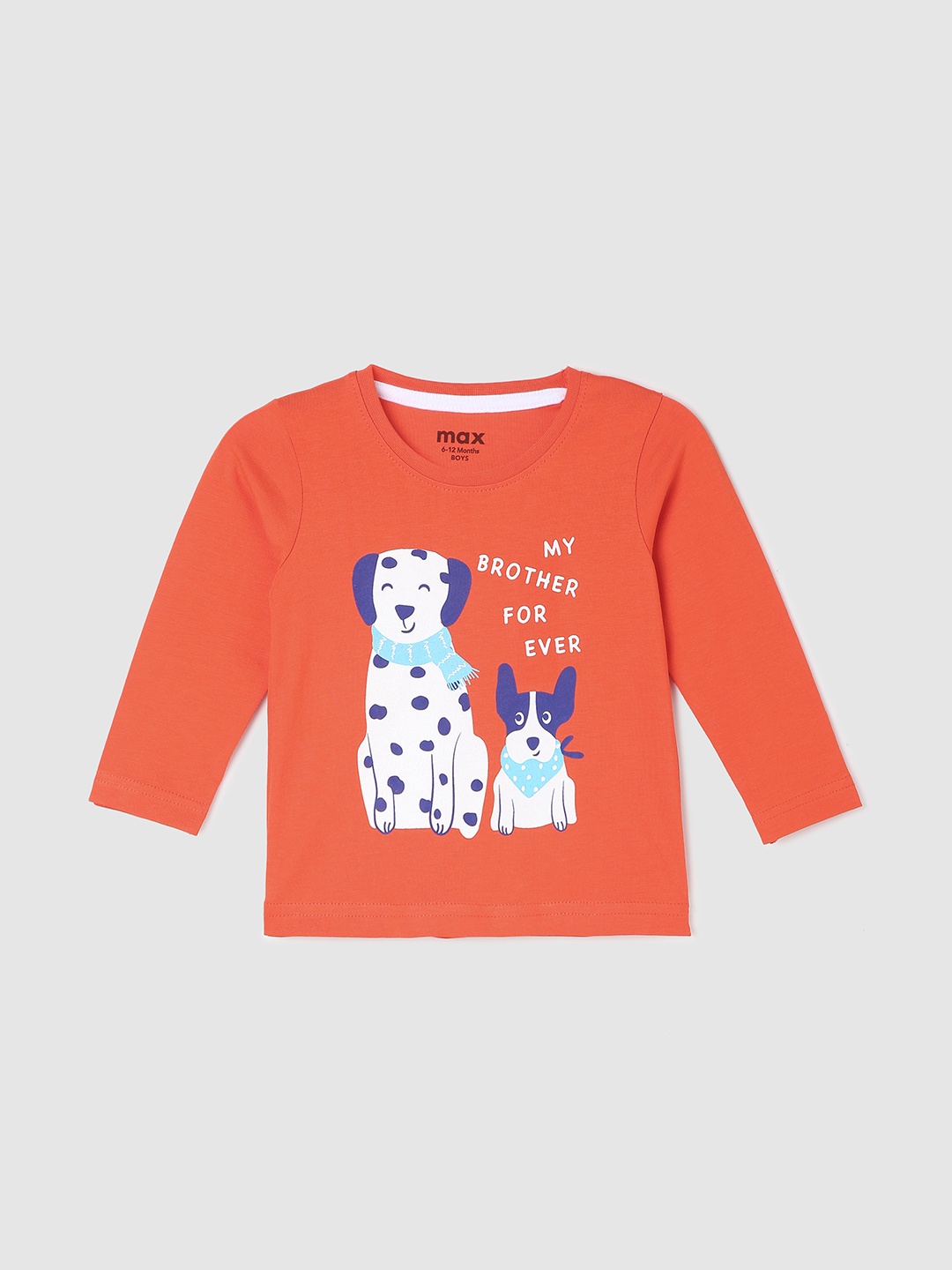 

max Boys Orange Printed Polo Collar Applique T-shirt
