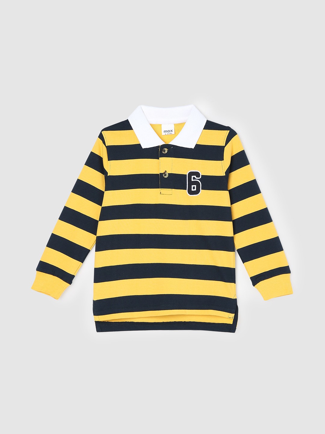 

max Boys Yellow Colourblocked Applique T-shirt