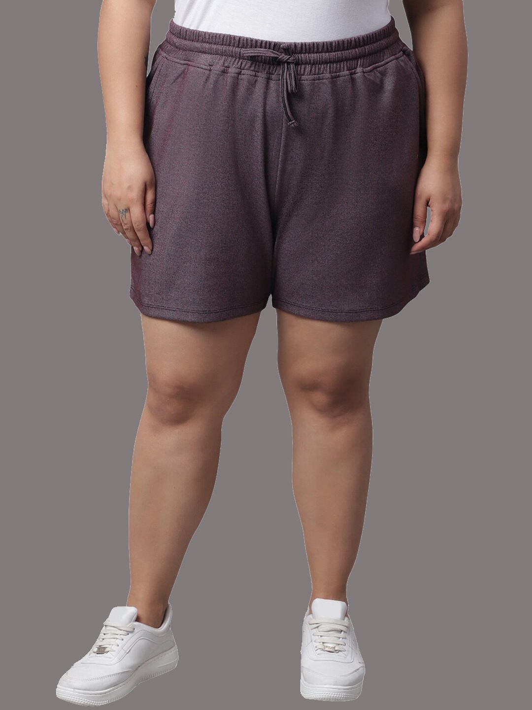 Rute Women Plus Size Cotton Sports Shorts, Maroon