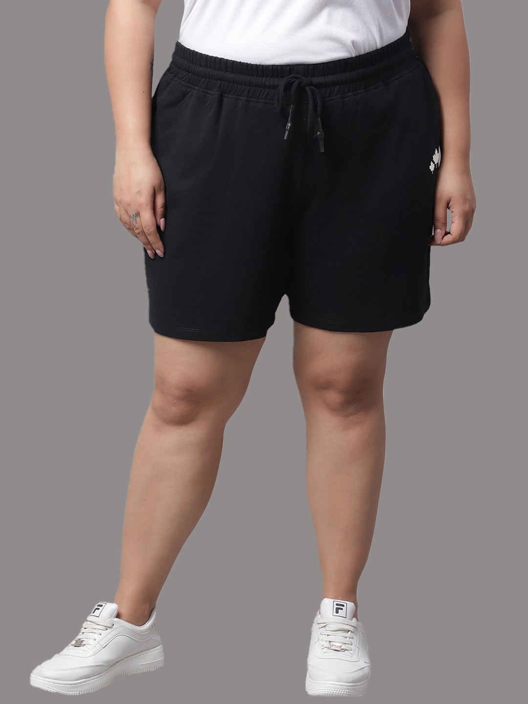 

Rute Women Plus Size Cotton Sports Shorts, Black