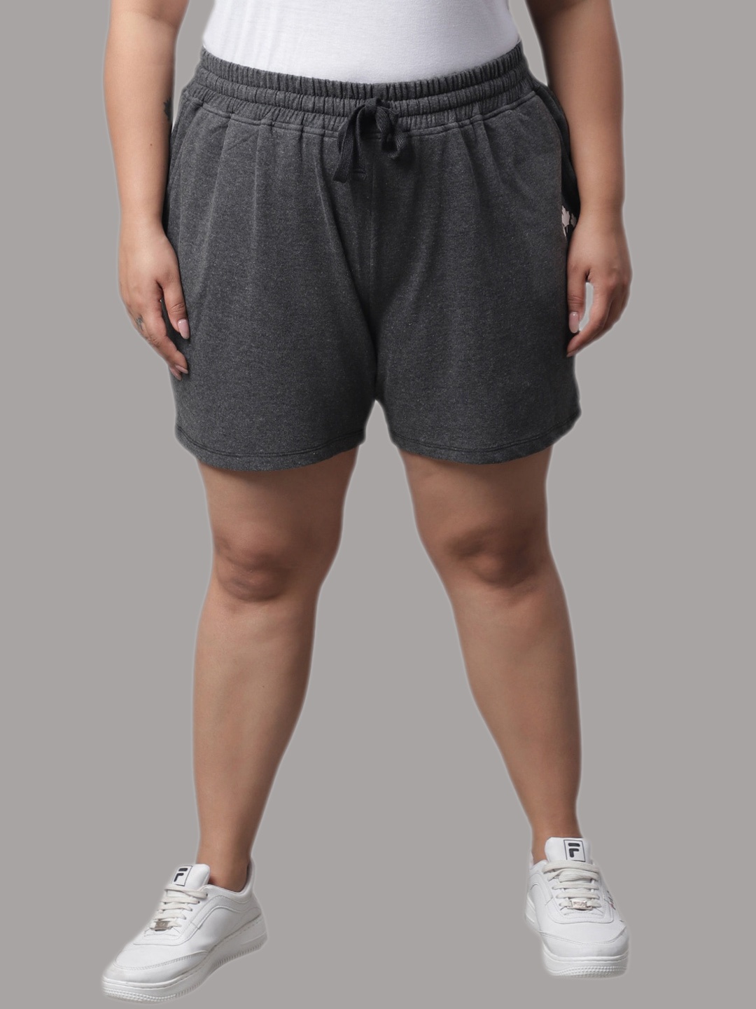 

Rute Women Plus Size Cotton Sports Shorts, Grey