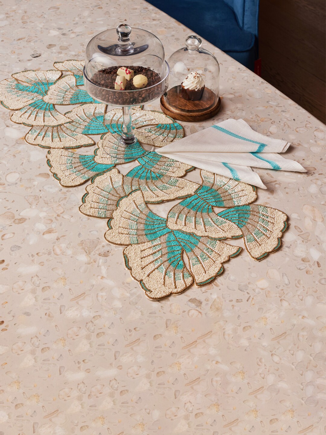 

Eris Home Blue & White Beaded Table Runner