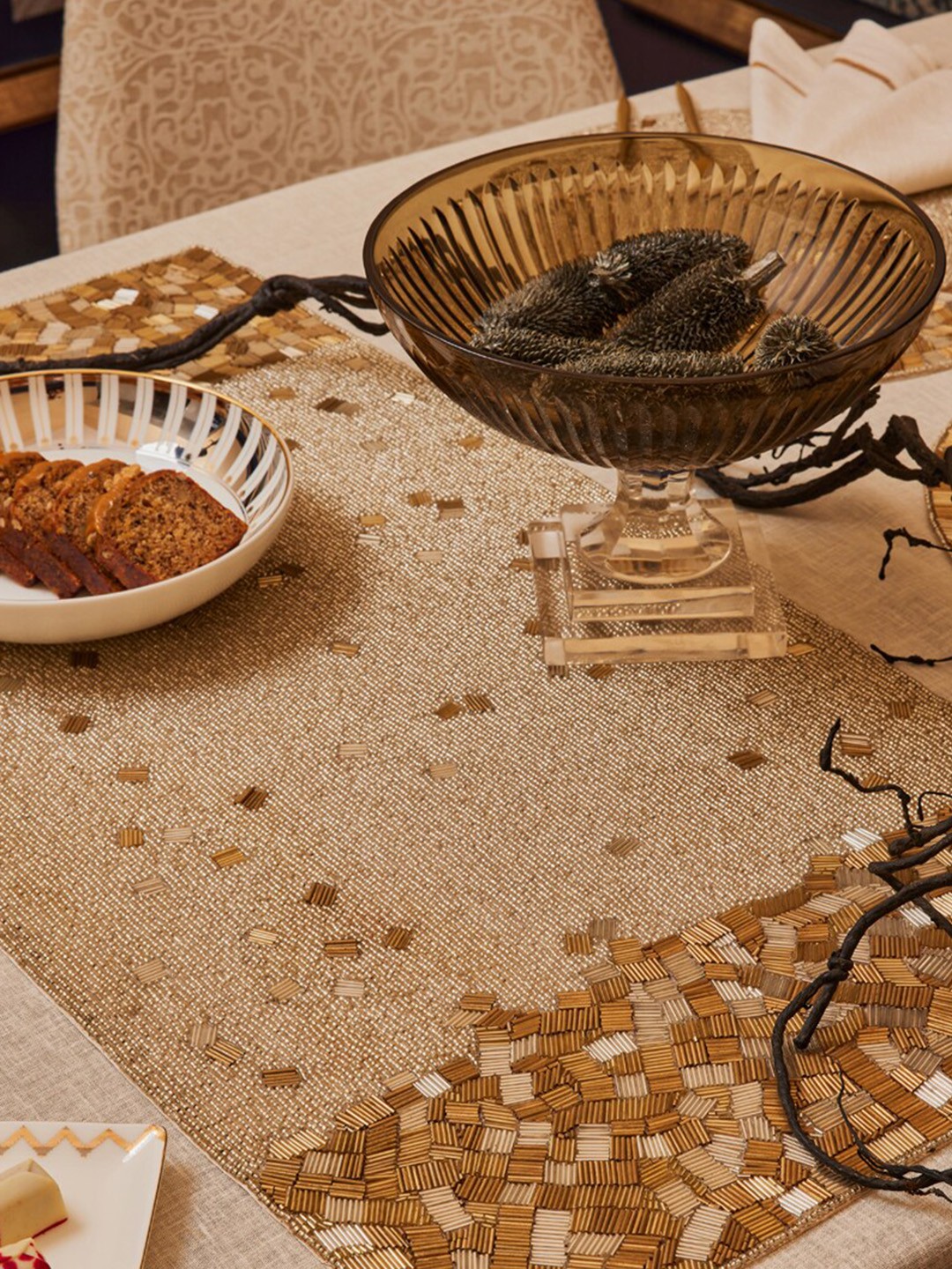 

Eris Home Beaded Table Runner, Silver