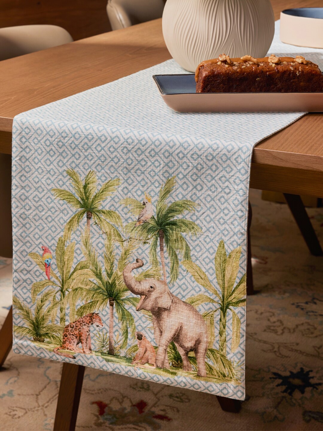 

Eris Home Blue & Green Printed Pure Cotton Table Runner