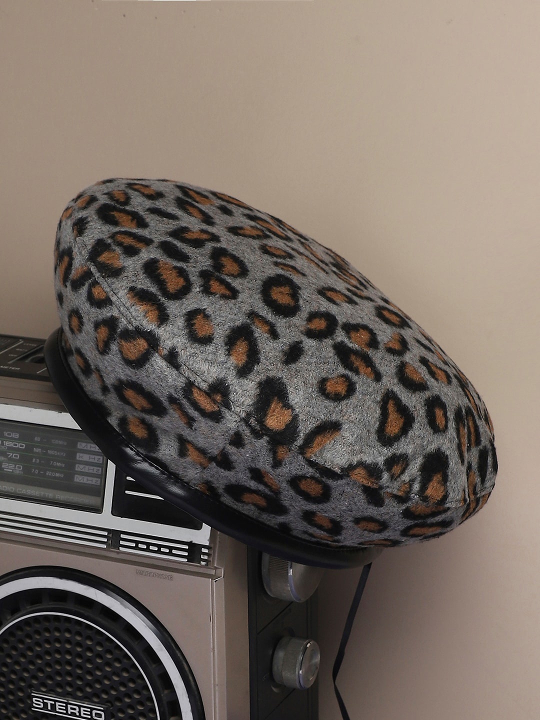 

HAUTE SAUCE by Campus Sutra Women Leopard Printed Casual Beret Hat, Grey