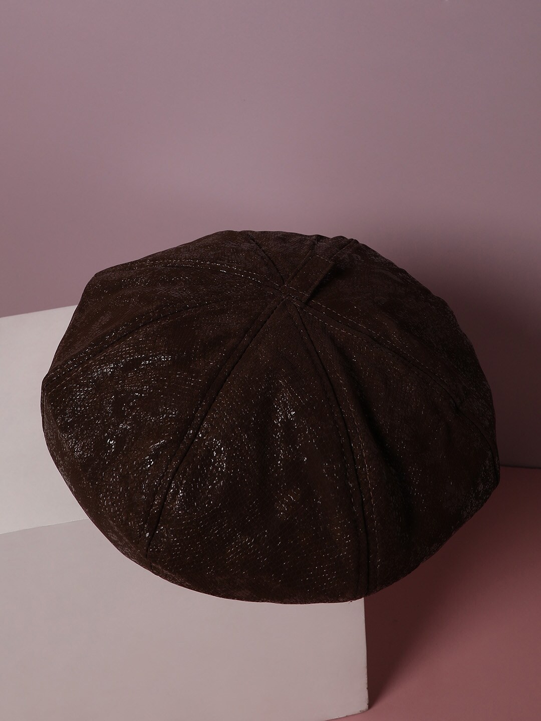 

HAUTE SAUCE by Campus Sutra Pebbled Casual Bakerboy Hat, Brown