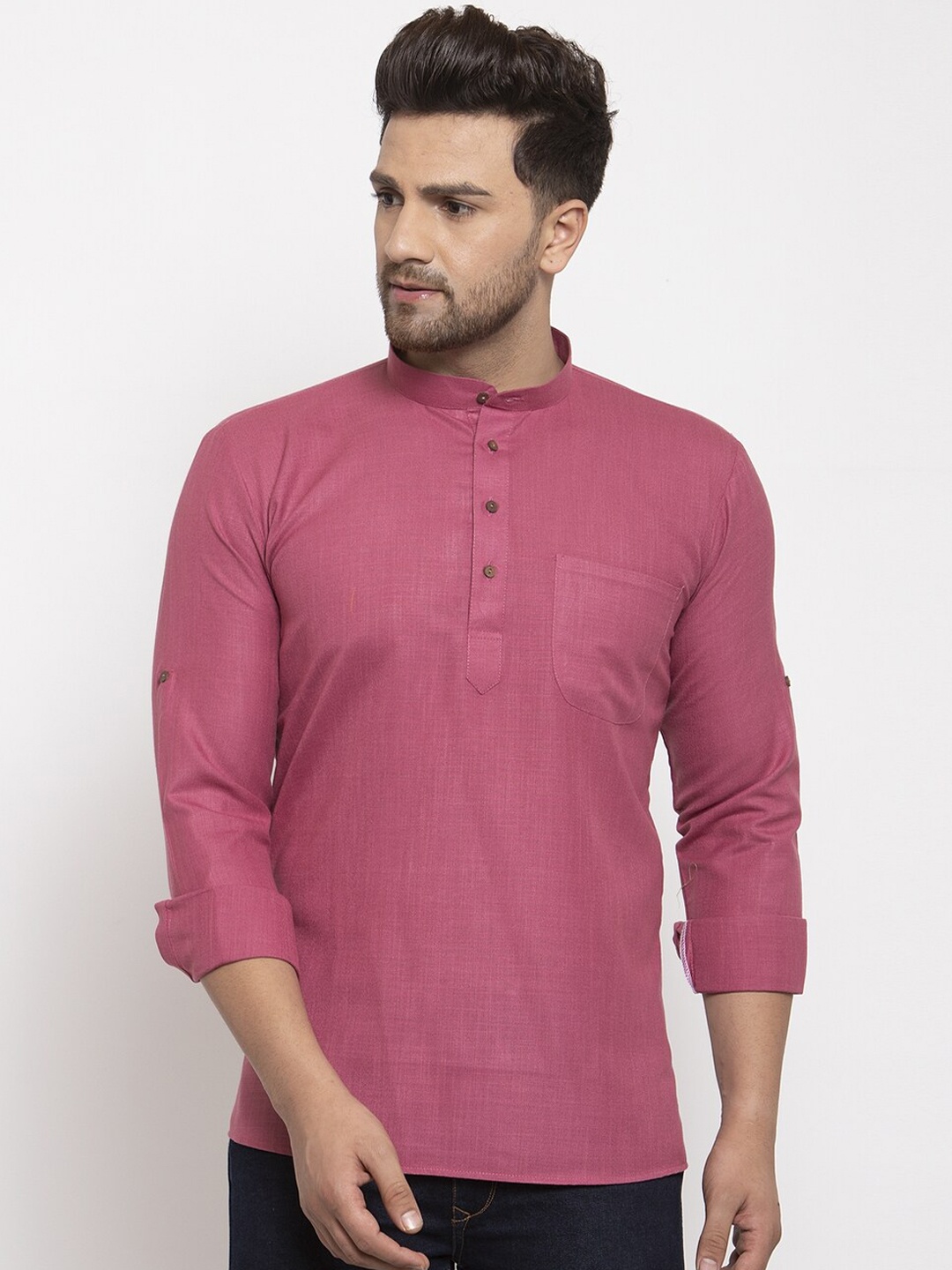

KRAFT INDIA Mandarin Collar Short Kurta, Purple