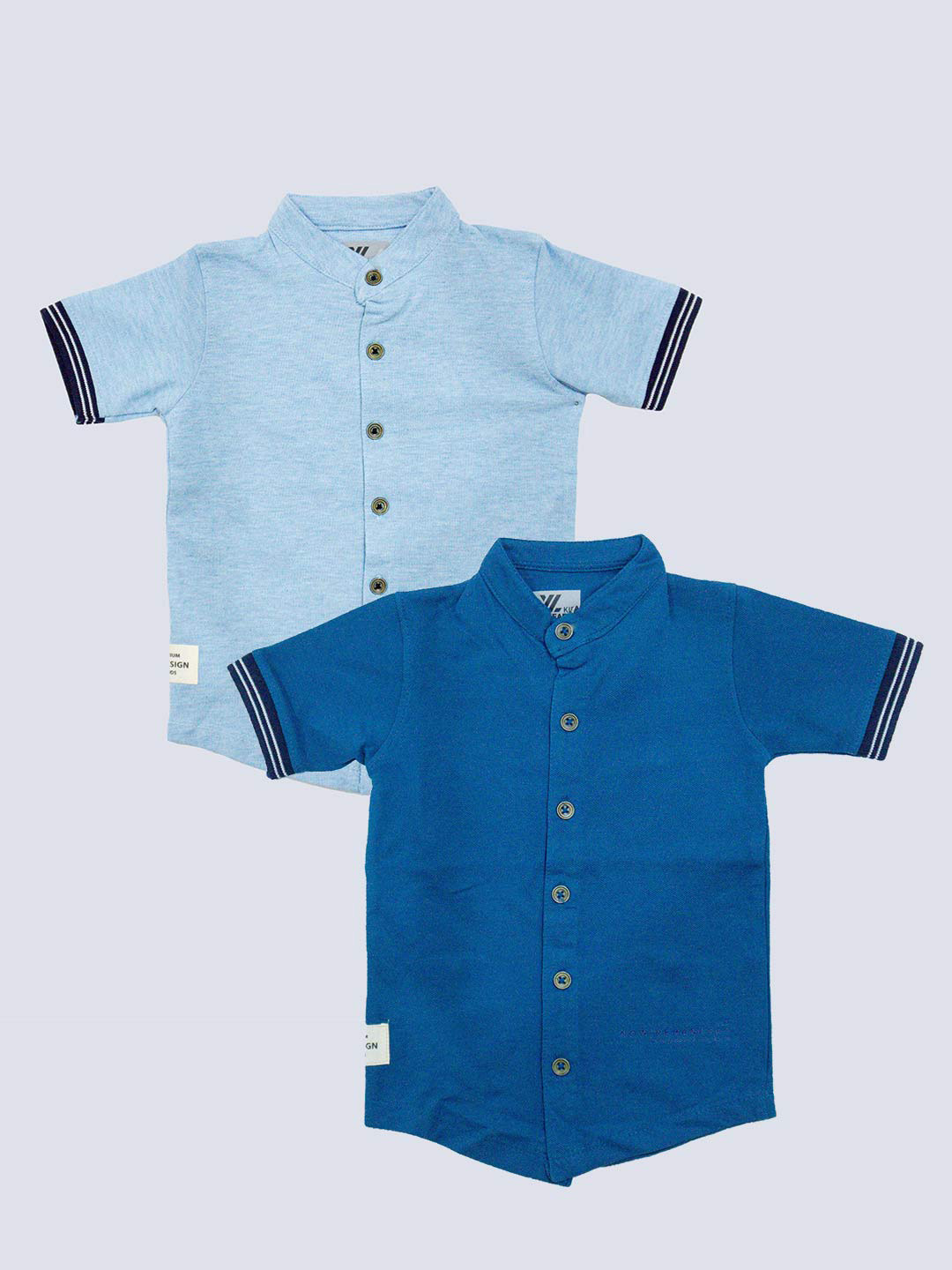 

BAESD Boys Pack Of 2 Mandarin Neck Cotton Shirt, Blue