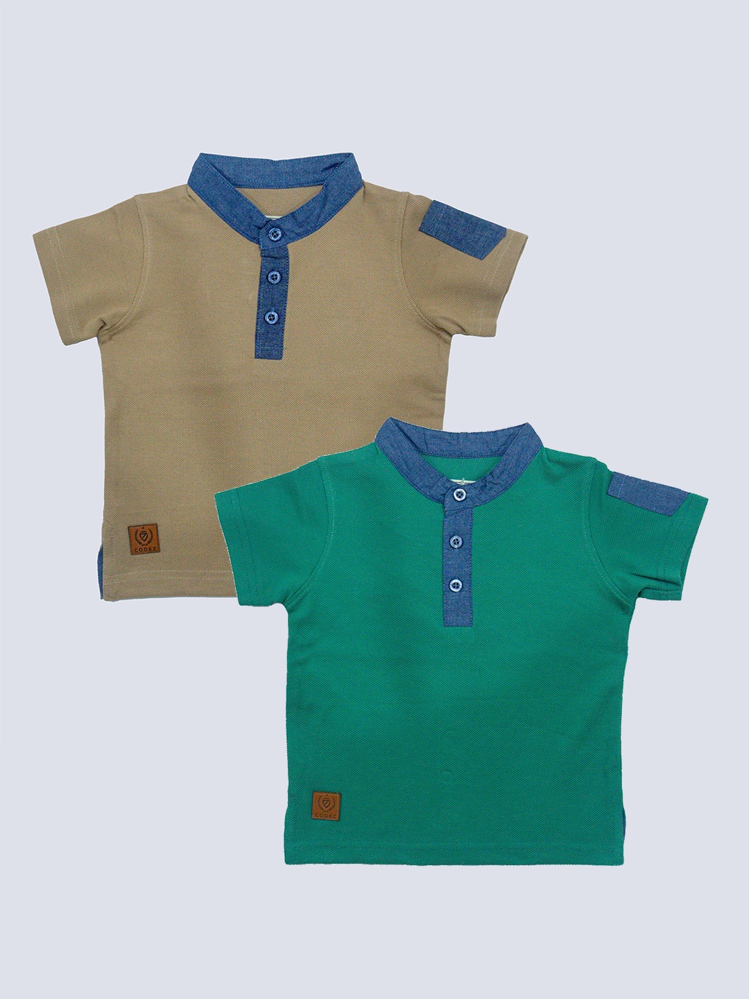 

BAESD Boys Pack Of 2 Henley Neck Cotton T-shirt, Green