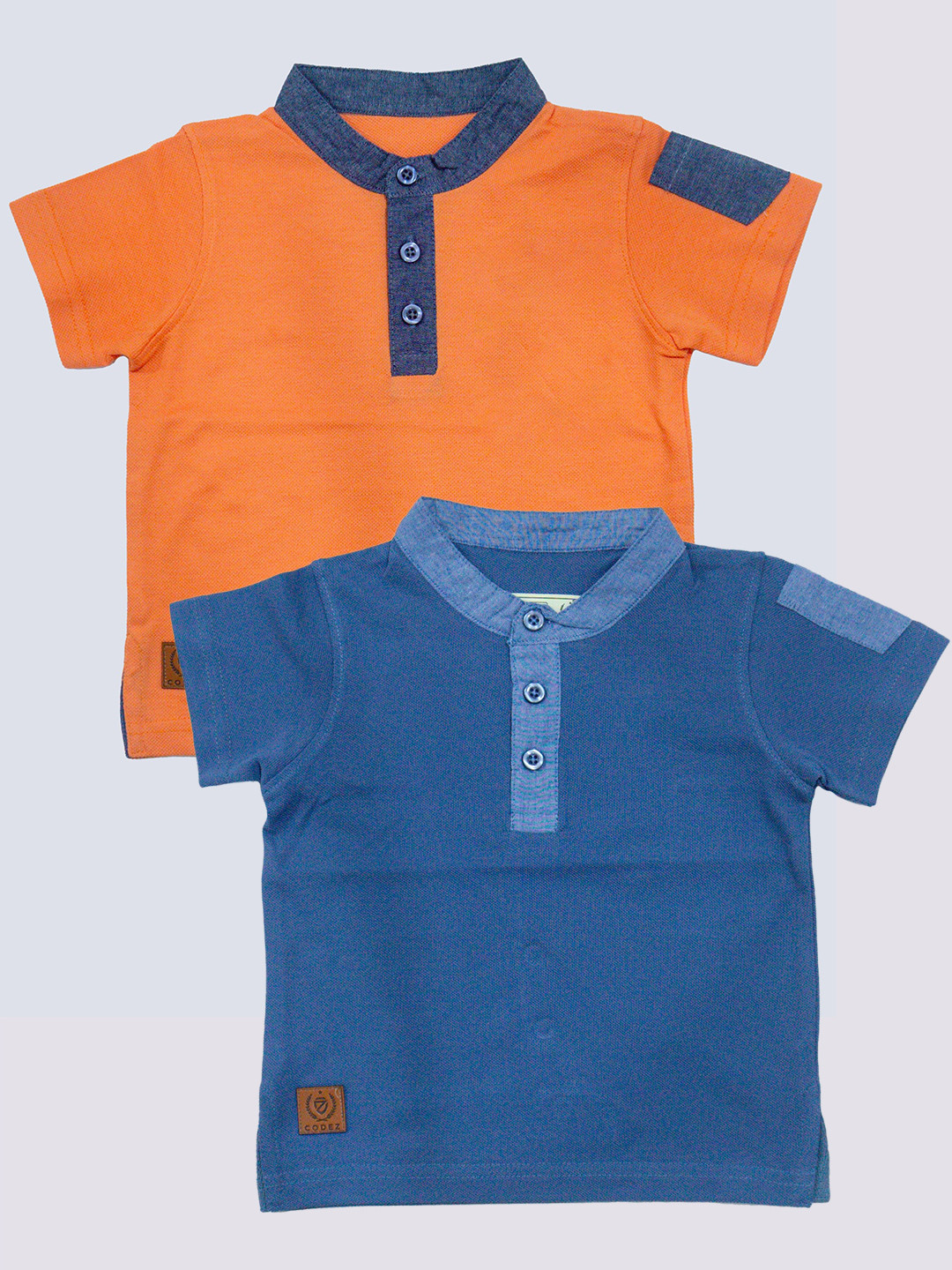 

BAESD Boys Pack Of 2 Henley Neck Cotton T-shirt, Orange