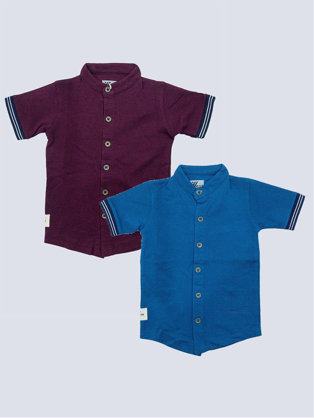 

BAESD Boys Pack Of 2 Band Collar Cotton Casual Shirt, Maroon