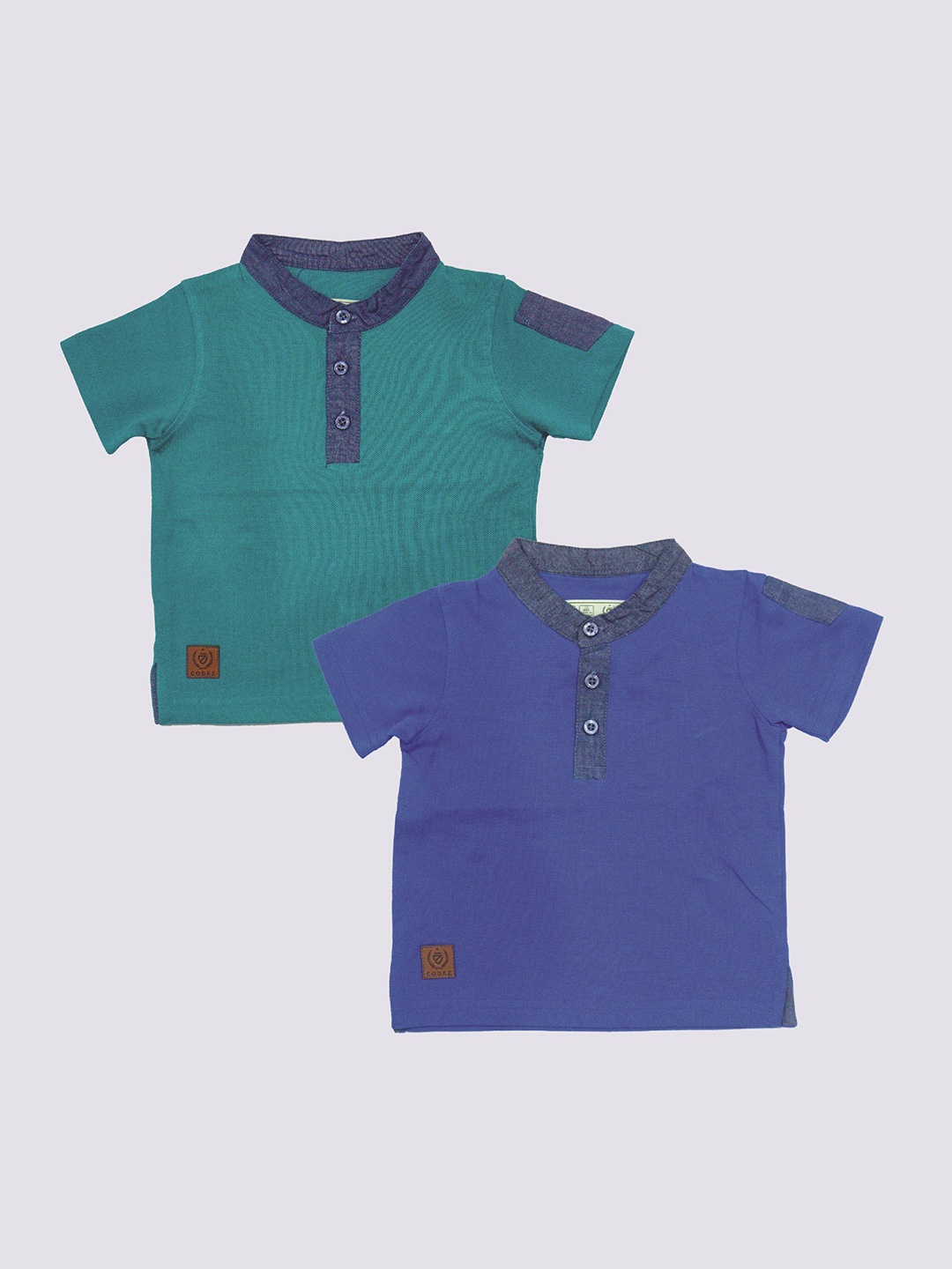 

BAESD Boys Pack Of 2 Henley Neck Cotton T-shirt, Blue