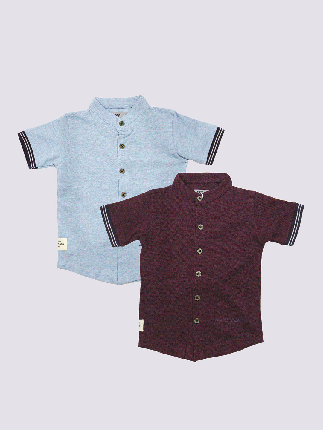 

BAESD Boys Pack Of 2 Mandarin Neck Cotton Shirt, Blue