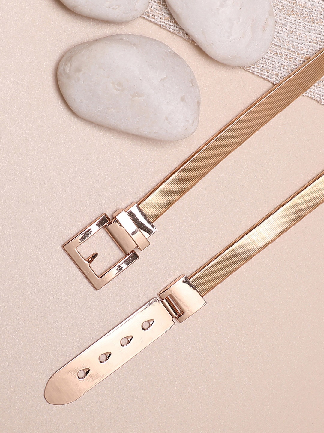 

HAUTE SAUCE by Campus Sutra Women Textured Belt, Gold